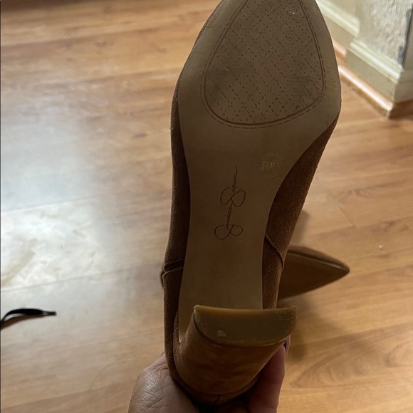 Jessica Simpson Brown Heeled Boots with Snakeskin Detail - Picture 2 of 5